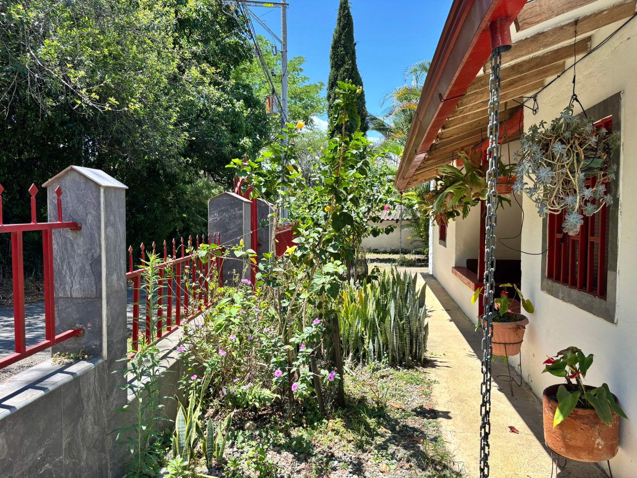 Jardines y zona verde a la entrada de Finca Tarso